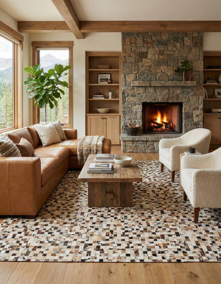 Detail image of 8' x 9' 10 Cowhide Stocks Rug