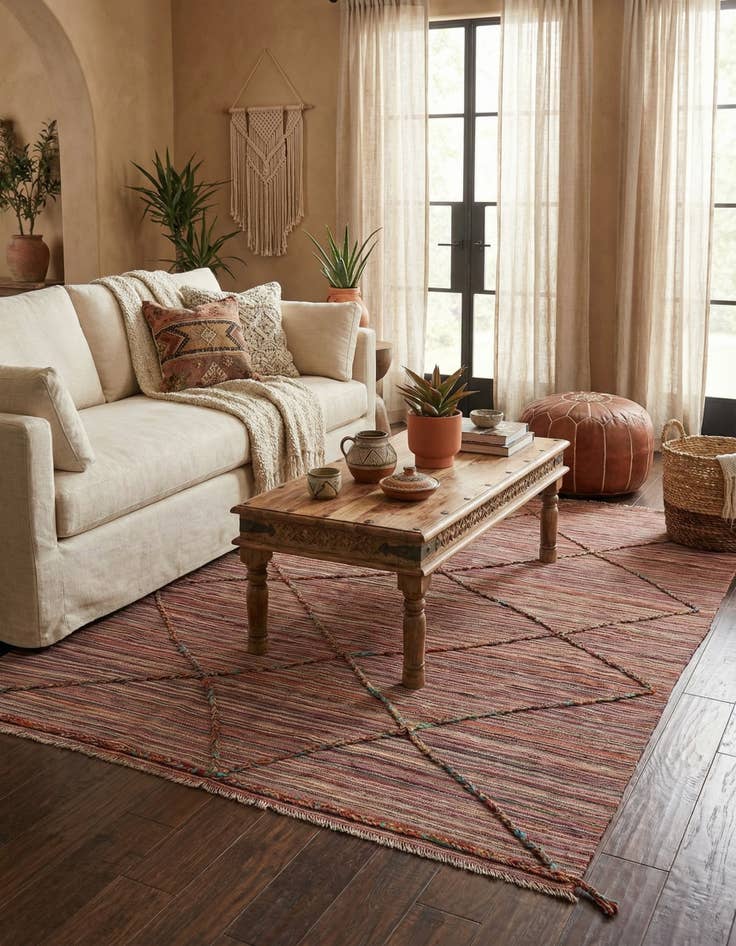 Detail image of  5' 10 x 8'  Hand Knotted Moroccan Wool Rug