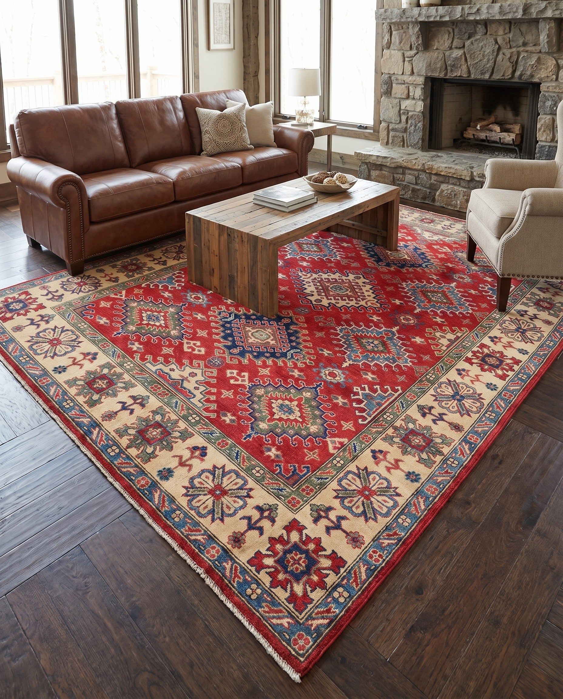 6' 8 x 9' 9 Hand Knotted Kazak Rug