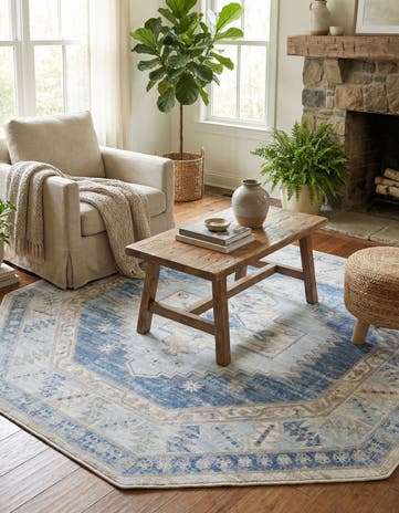 Sky blue Whitney Octagon Rug