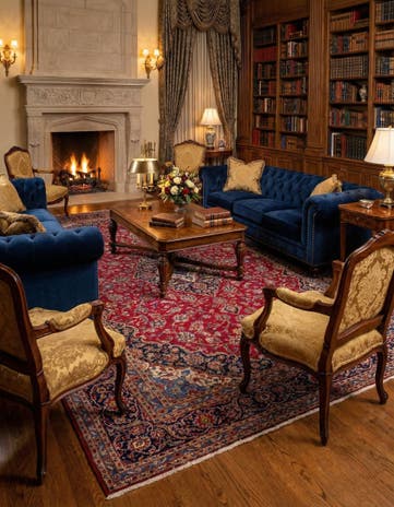 9' 7 x 13' Hand Knotted Kashan Persian Wool Rug
