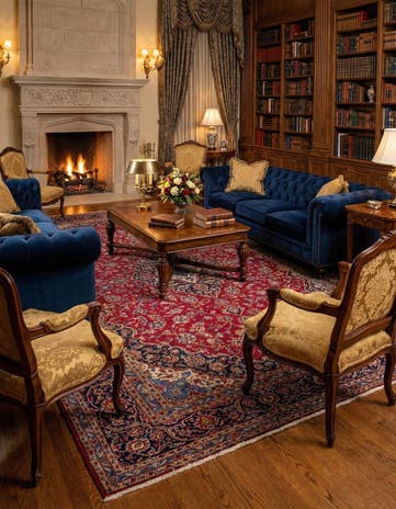 9' 7 x 13' Hand Knotted Kashan Persian Wool Rug