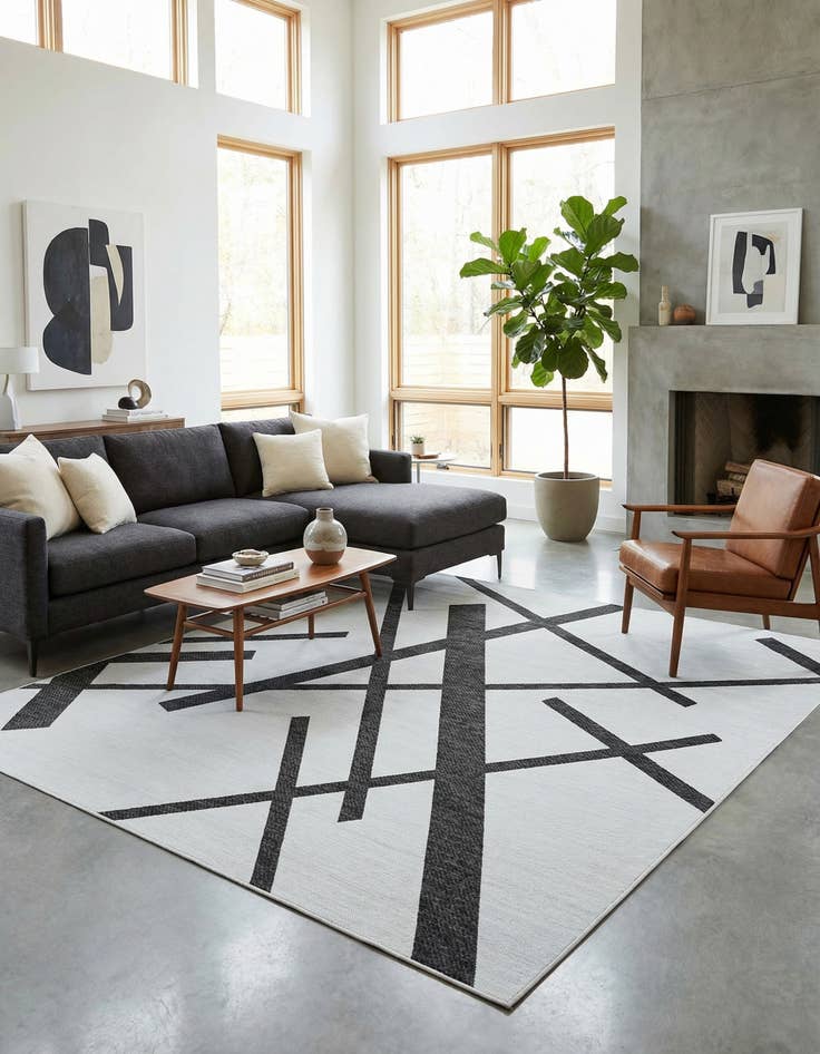 Detail image of  12' x 12'  Washable Modern Indoor / Outdoor Square Rug