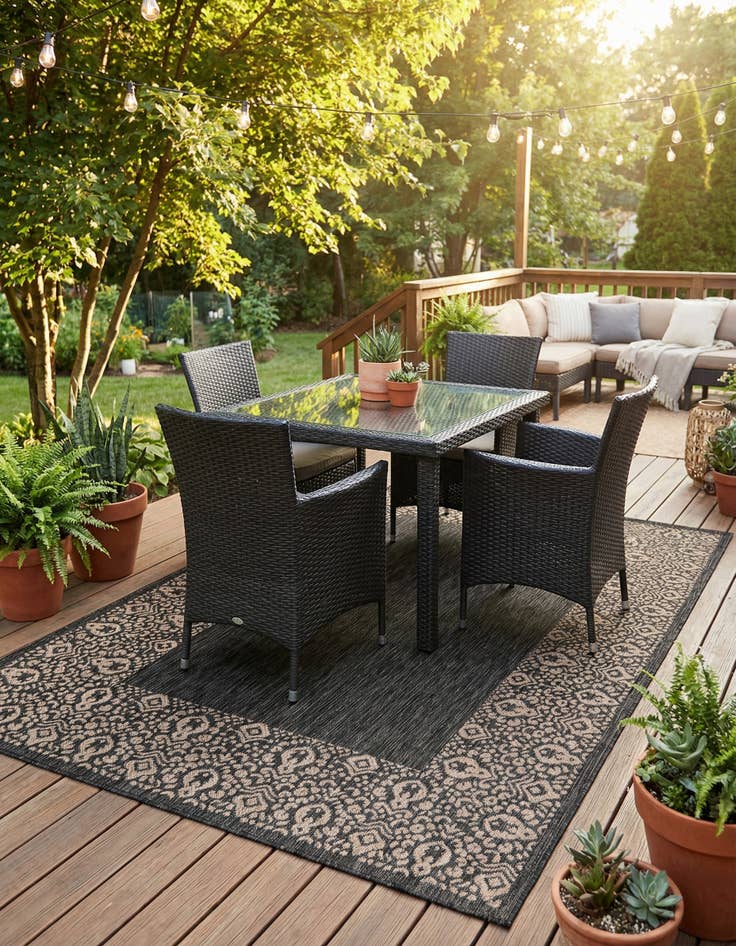 Detail image of 6' x 9'  Washable Border Indoor / Outdoor Rug