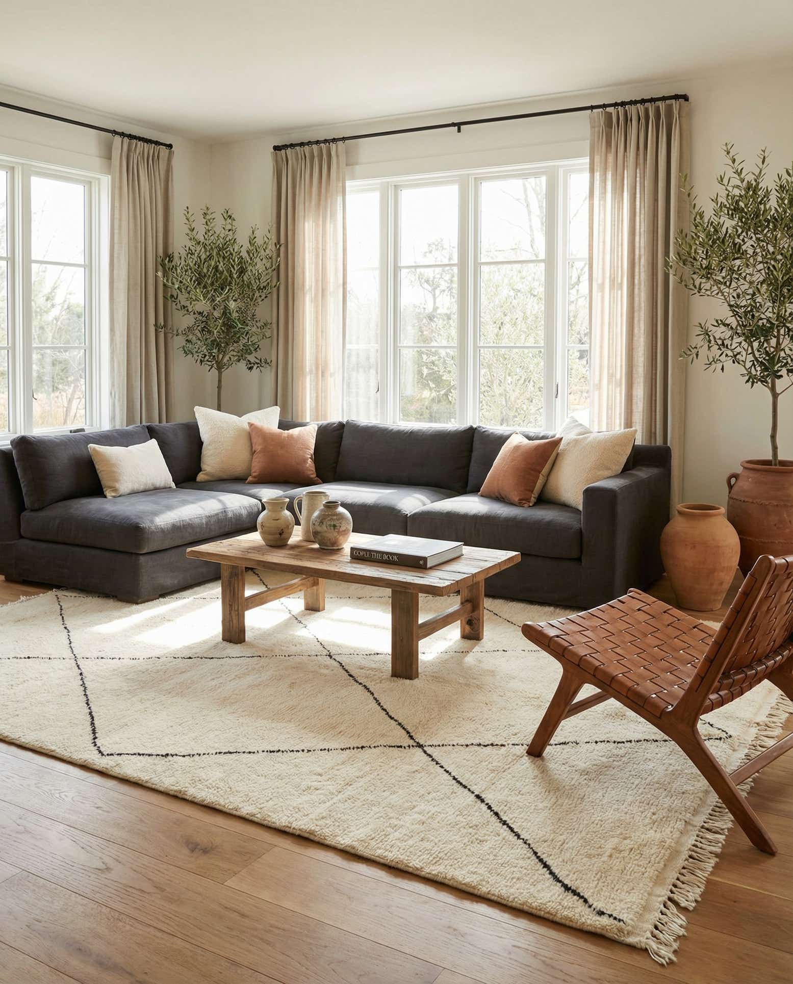205cm x 305cm Handgeknoopt Marokkaans Wol Vloerkleed
