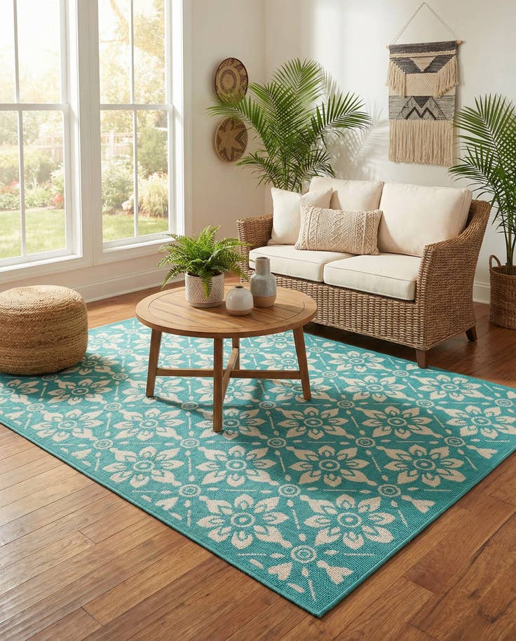Detail image of 4' x 6' Easy-Clean Lattice Indoor / Outdoor Rug