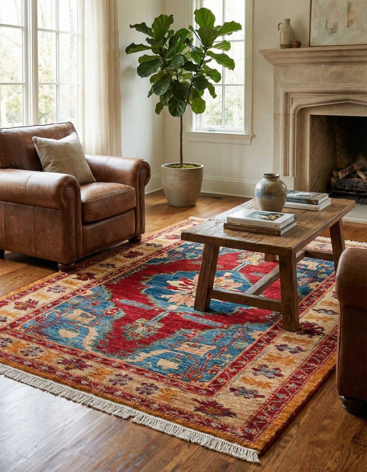 Detail image of 5' x 6' 10 Hand Knotted Ziegler Wool Rug