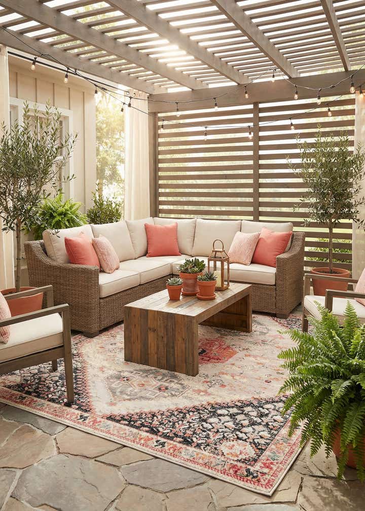 9' x 12' Easy-Clean Traditional Indoor / Outdoor Rug