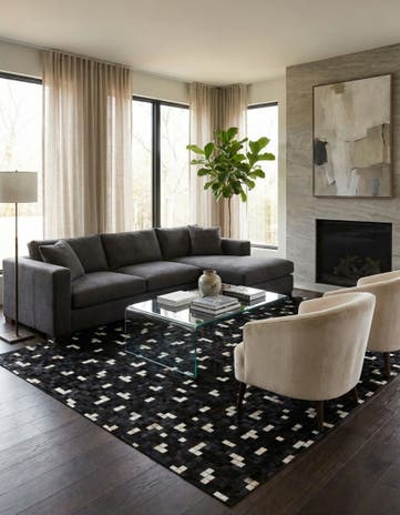 7' 11 x 9' 8 Cowhide Stocks Rug