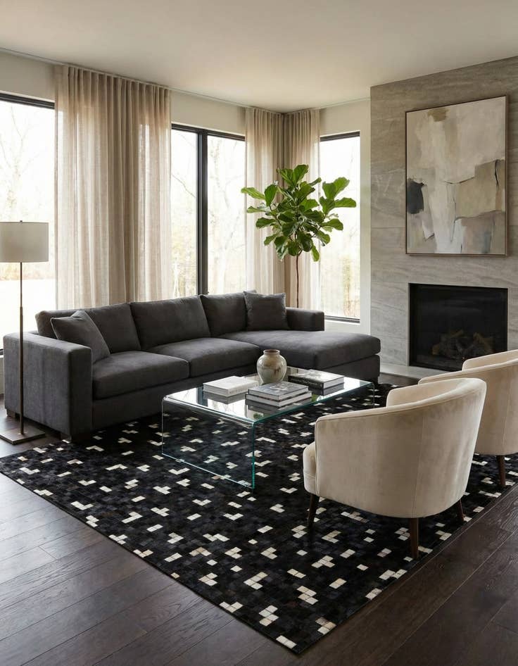 Detail image of 7' 11 x 9' 8 Cowhide Stocks Rug