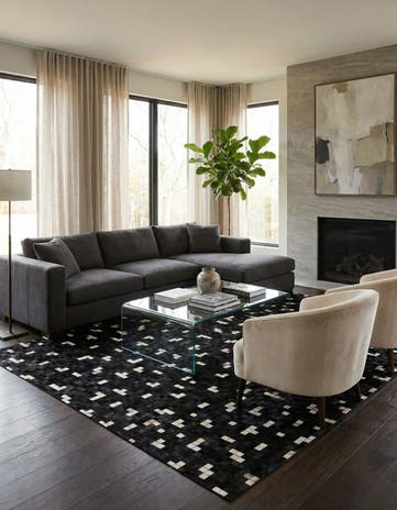 7' 11 x 9' 8 Cowhide Stocks Rug