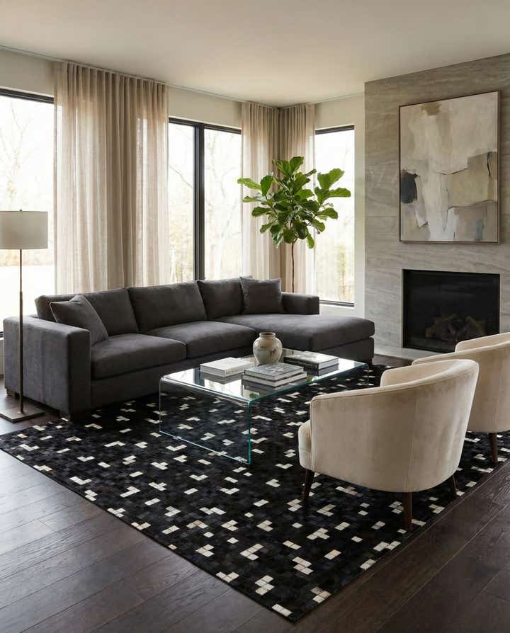7' 11 x 9' 8 Cowhide Stocks Rug