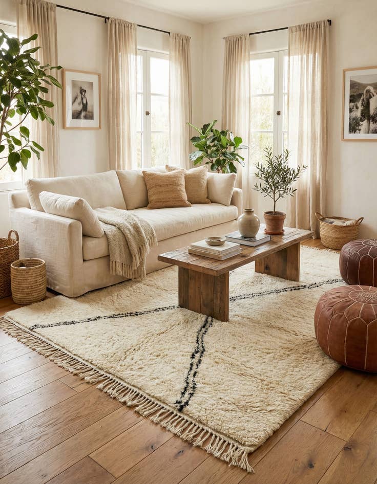 Detail image of 5' 6 x 8' 8  Hand Knotted Moroccan Wool Rug