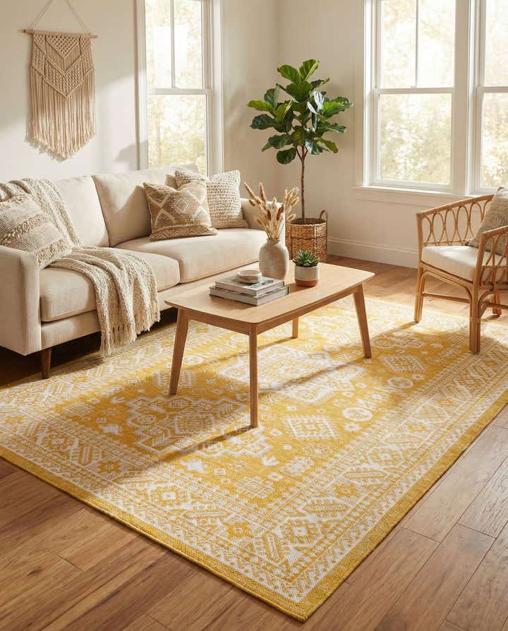 5' 3 x 8' Easy-Clean Aztec Indoor / Outdoor Rug