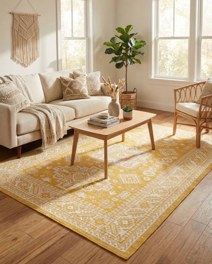 Detail image of 5' 3 x 8' Easy-Clean Aztec Indoor / Outdoor Rug