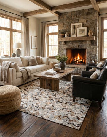 5' 2 x 7' 7 Cowhide Stocks Rug