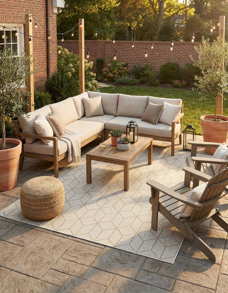 Detail image of 7' 10 x 10' Easy-Clean Trellis Indoor / Outdoor Rug
