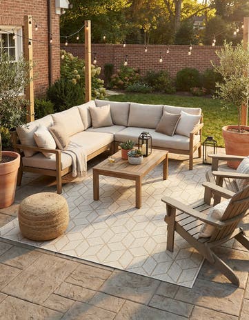 7' 10 x 10' Easy-Clean Lattice Indoor / Outdoor Rug