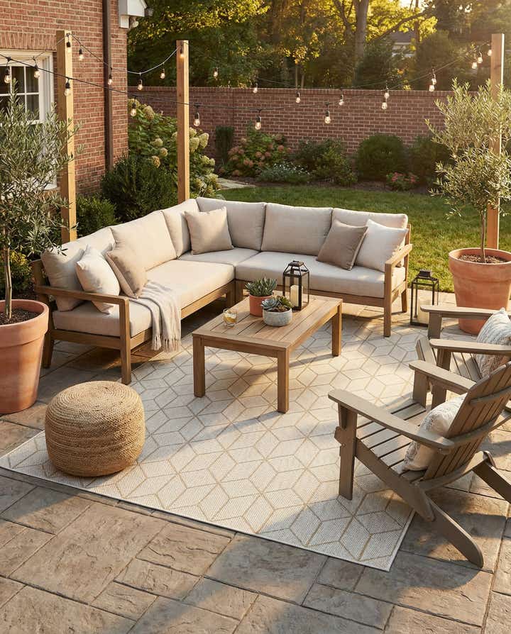 7' 10 x 10' Easy-Clean Trellis Indoor / Outdoor Rug