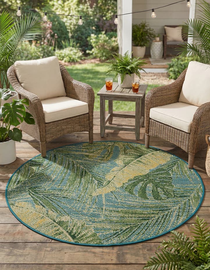 4' x 4' Easy-Clean Botanical Indoor / Outd...