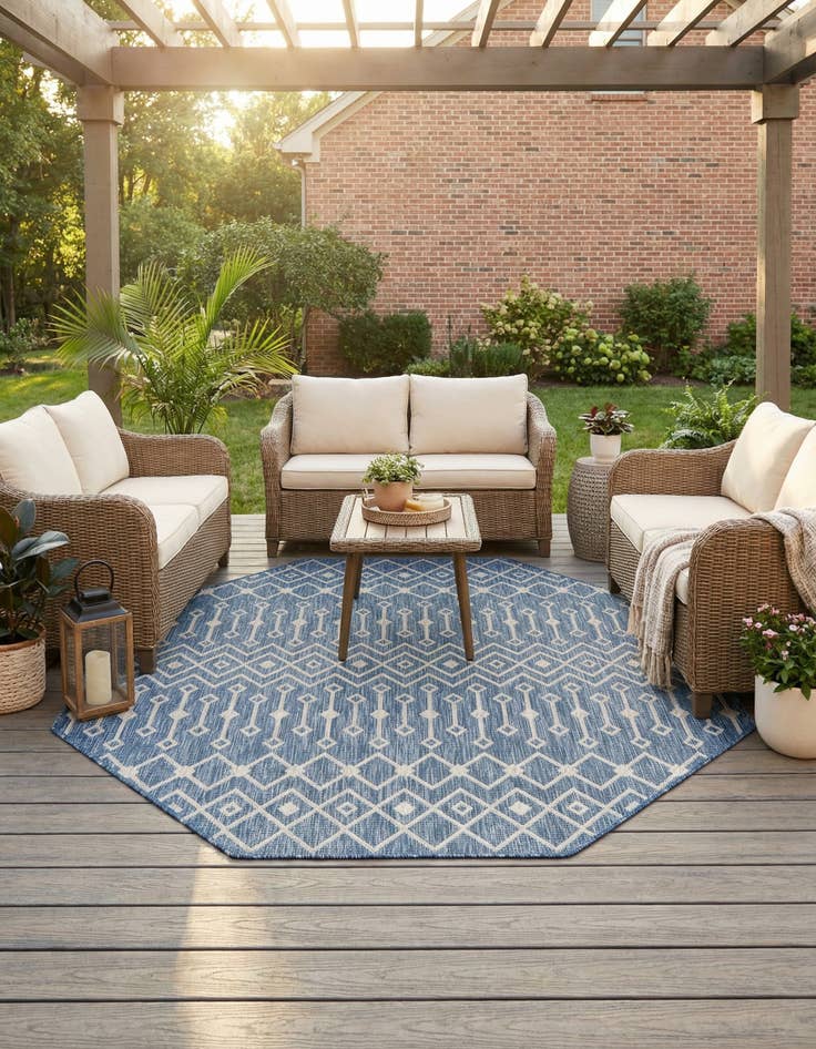 Detail image of 7' 10 x 7' 10 Easy-Clean Trellis Indoor / Outdoor Octagon Rug