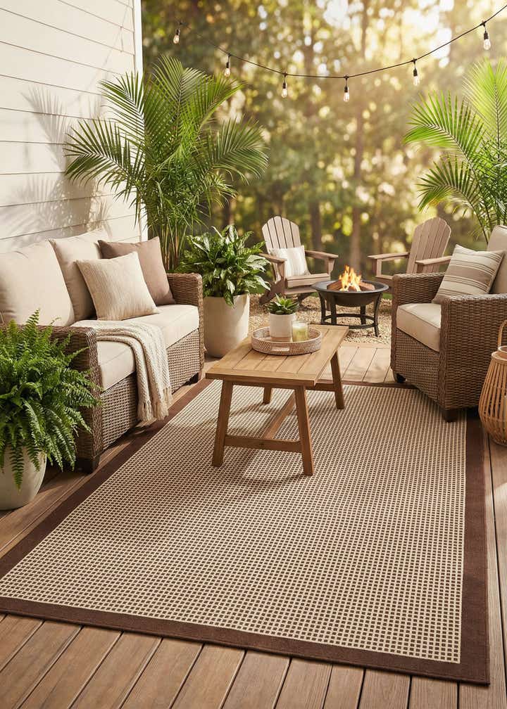 6' x 9' Easy-Clean Border Indoor / Outdoor Rug