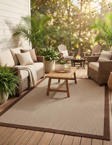 6' x 9' Easy-Clean Border Indoor / Outdoor Rug