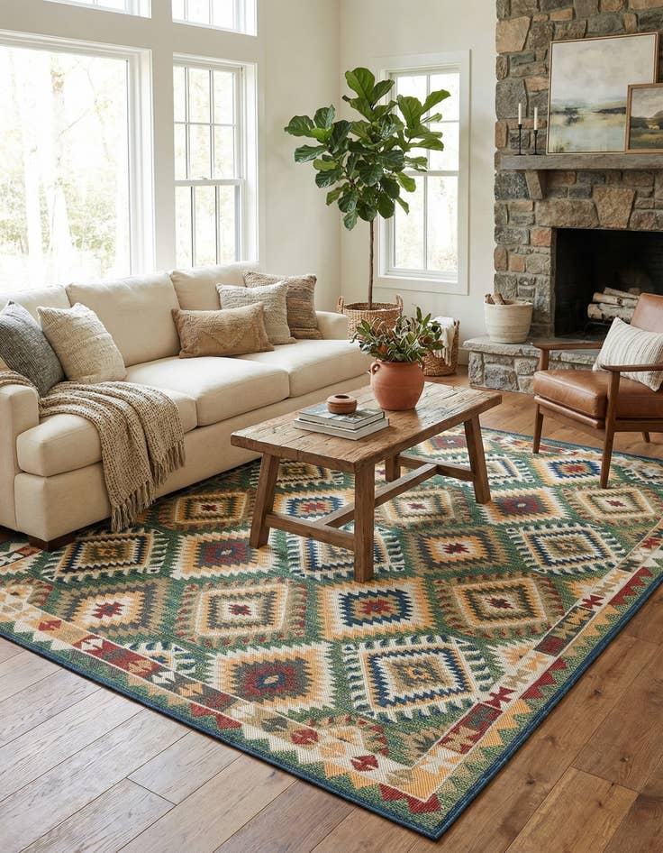 Detail image of 9' x 12'  Washable Baja Indoor / Outdoor Rug