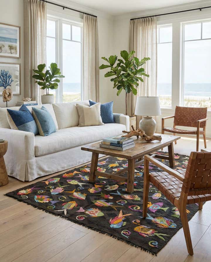 4' 10 x 6' 2 Hand Woven Kilim Suzani Wool Rug