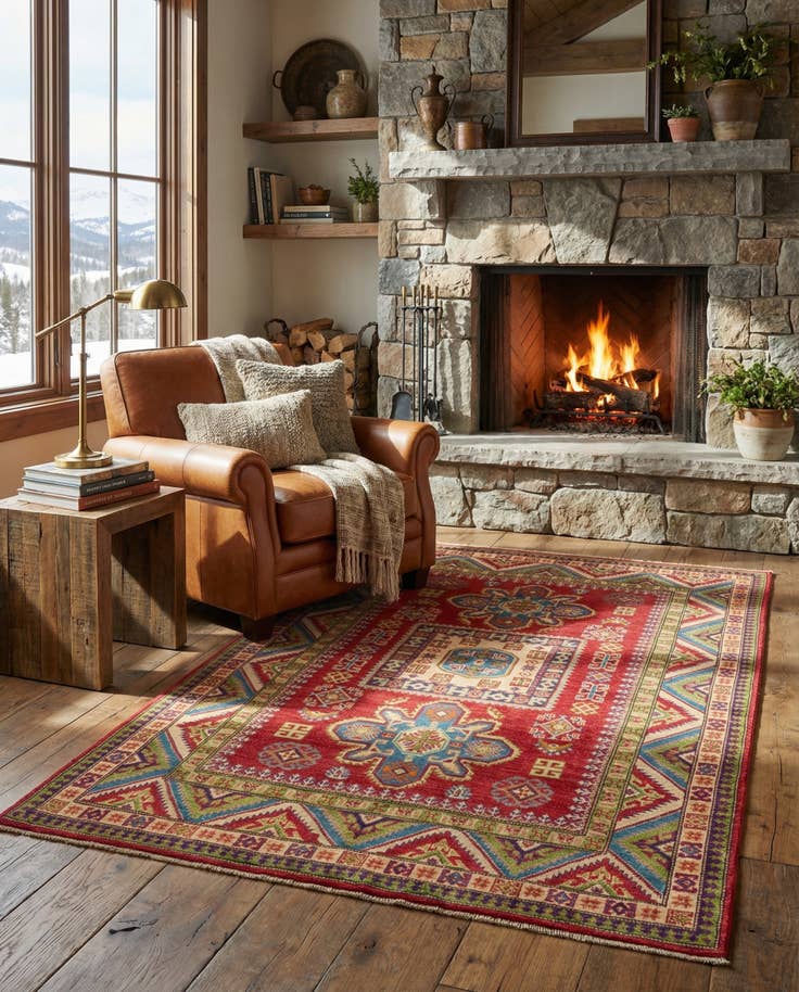 Detail image of 4' 10 x 7' 1 Hand Knotted Kazak Rug