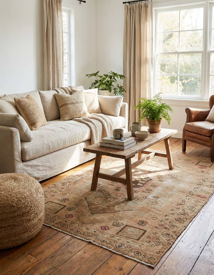 Detail image of 4' x 6' 4  Hand Knotted Ultra Vintage Persian Wool Rug