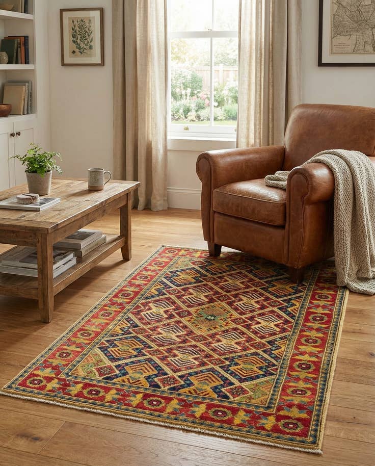 Detail image of 3' 4 x 5' 5 Hand Knotted Kazak Rug