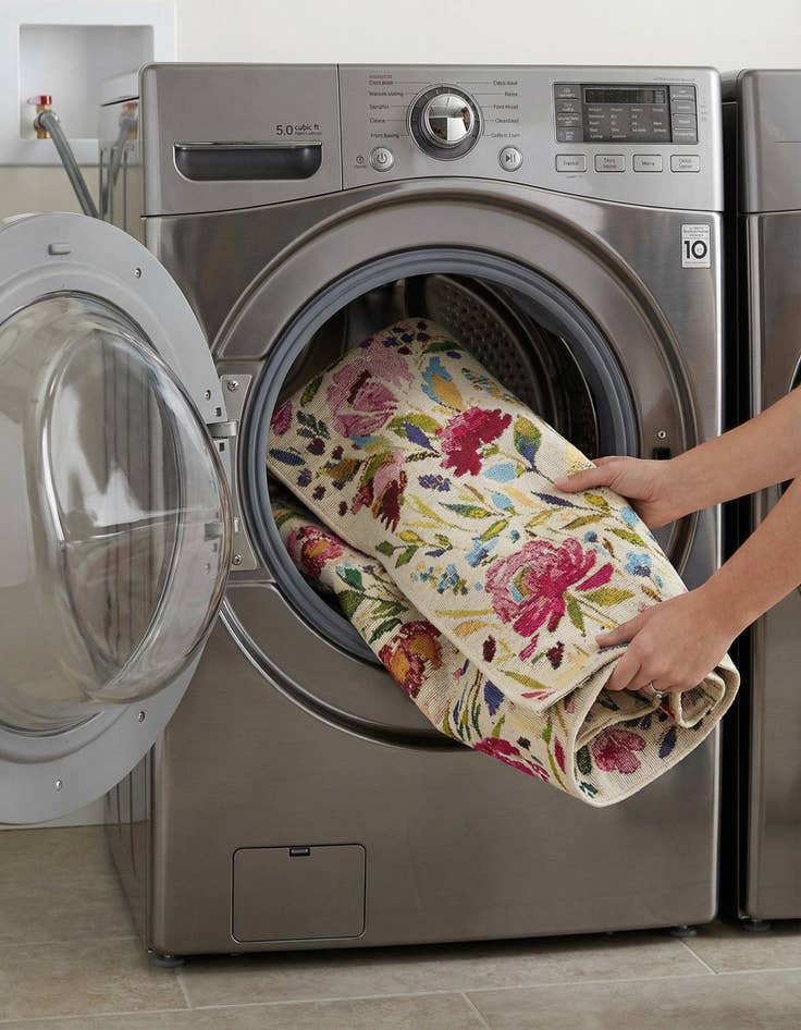 Detail image of  2' 7 x 10'  Washable Botanical Indoor / Outdoor Runner Rug