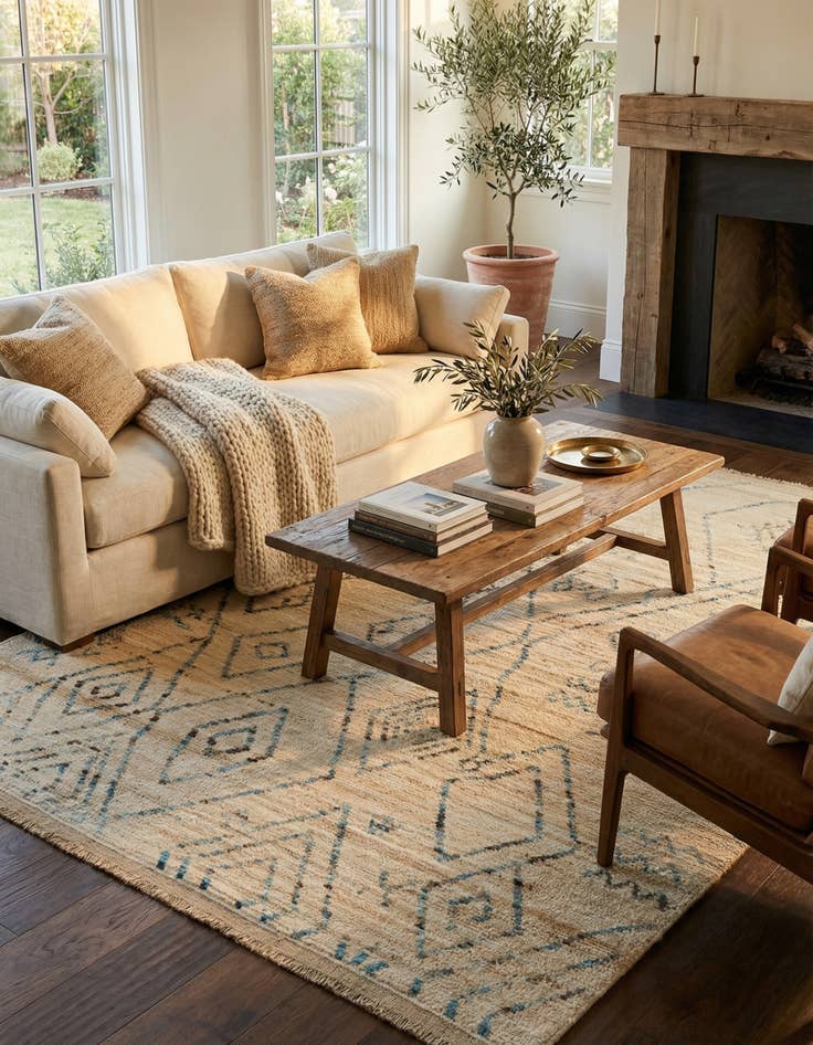 Detail image of  5' 10 x 8' 2  Hand Knotted Moroccan Wool Rug