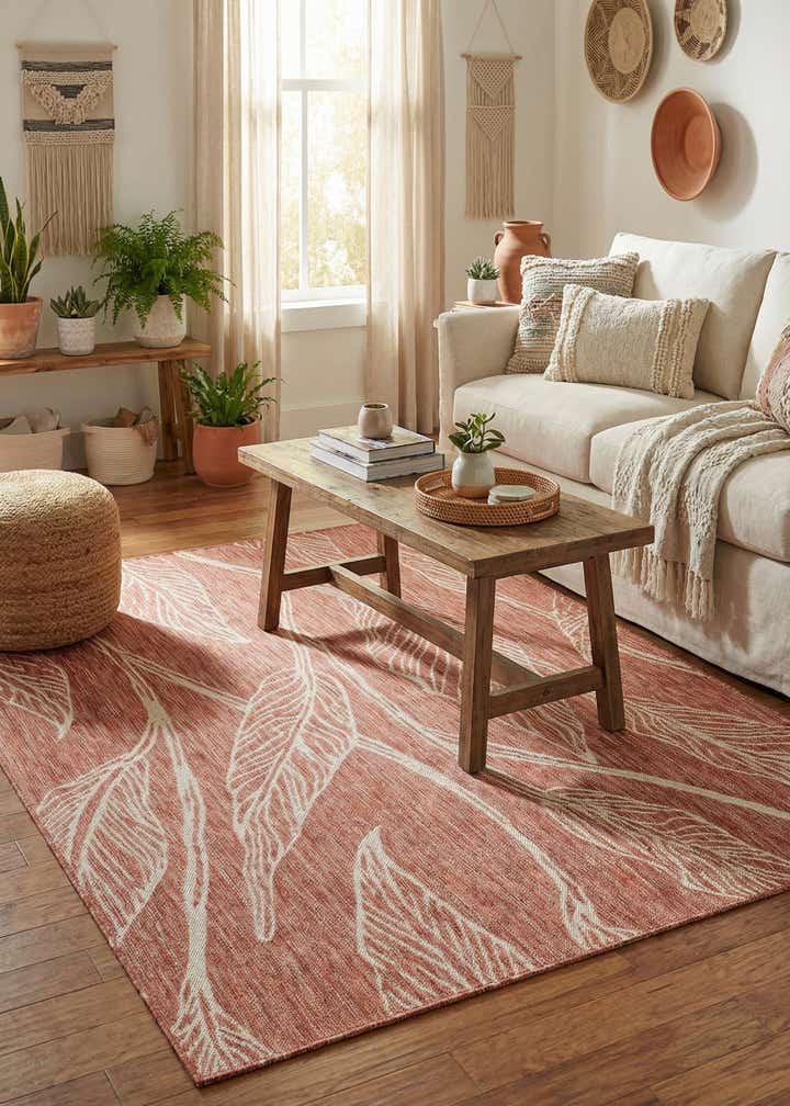 5' 3 x 8' Easy-Clean Botanical Indoor / Outdoor Rug