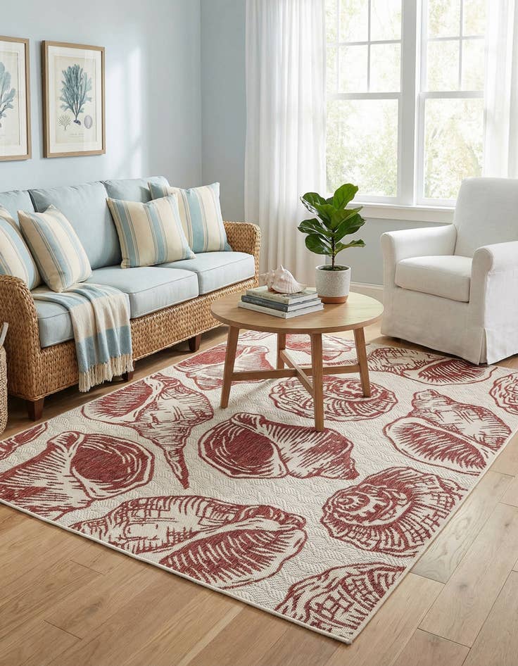 Detail image of  5' 3 x 7'  Washable Coastal Indoor / Outdoor Rug