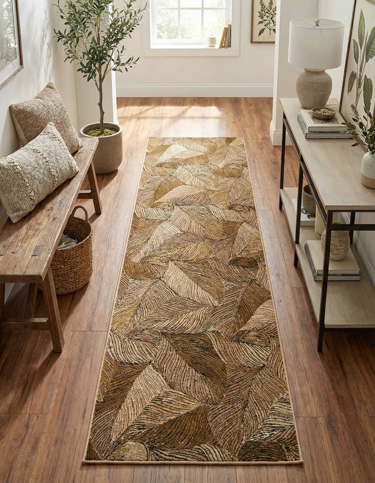 Detail image of  2' 7 x 12'  Washable Botanical Indoor / Outdoor Runner Rug