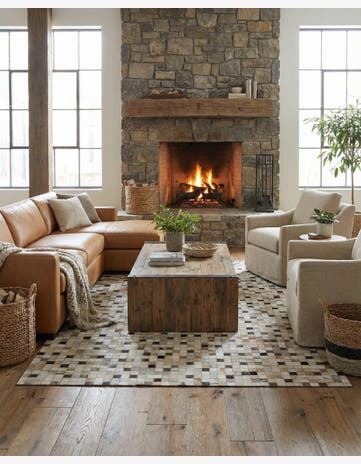 5' x 8' Cowhide Leather Rug