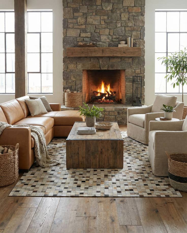 Detail image of 5' x 8' Cowhide Leather Rug