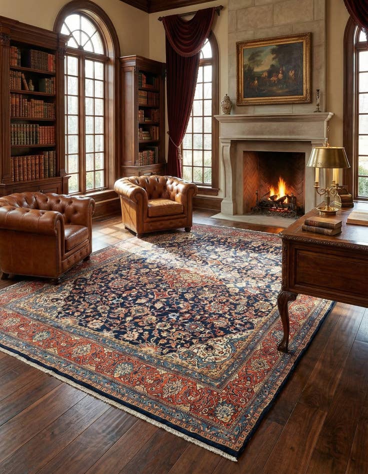 Detail image of 7' 10 x 10' 10 Kashan Wool Rug