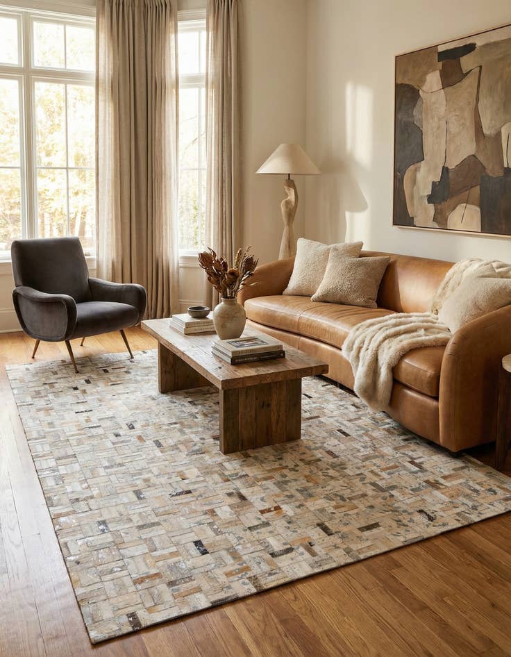 Detail image of 5' x 8' Cowhide Stocks Rug