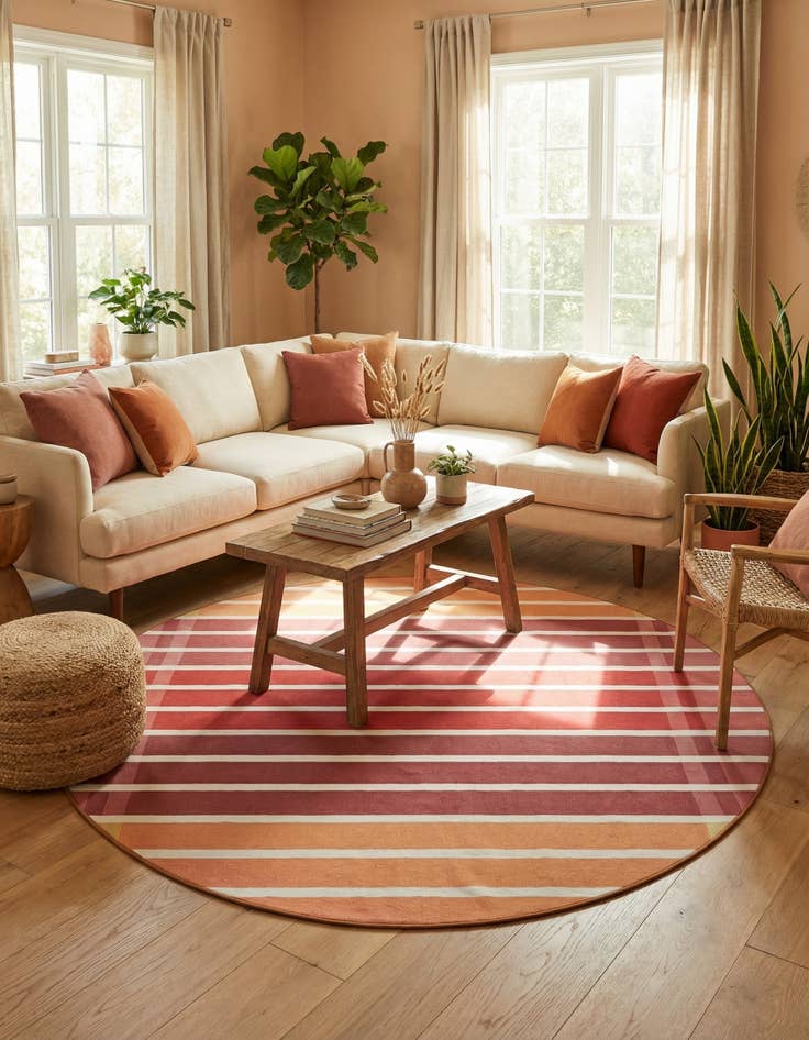 Detail image of  7' 10 x 7' 10  Washable Ribbon Indoor / Outdoor Round Rug