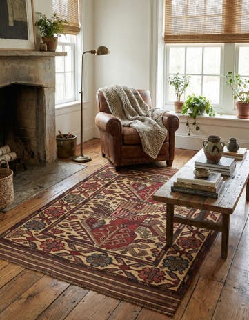 3' 11 x 6' 1 Hand Knotted Sumak Wool Rug