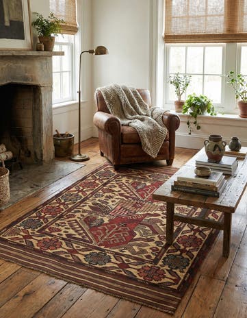 3' 11 x 6' 1 Hand Knotted Sumak Wool Rug