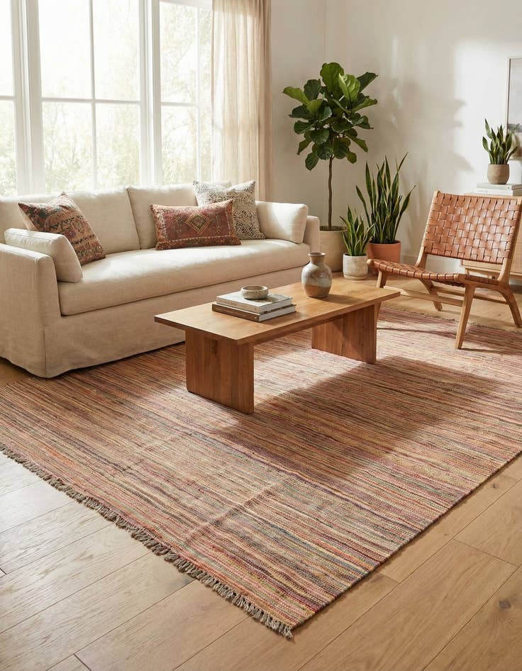 Detail image of  5' 9 x 8' 1  Hand Woven Kilim Modern Wool Rug