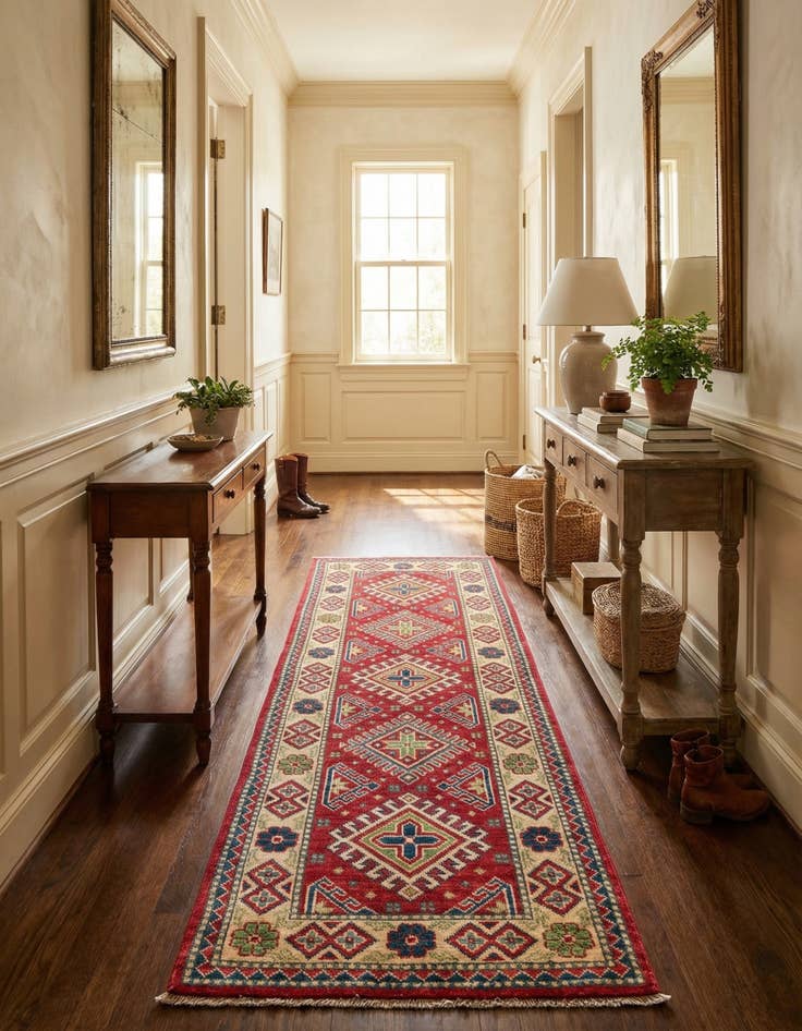 Detail image of 1' 10 x 6'  Hand Knotted Kazak Runner Rug