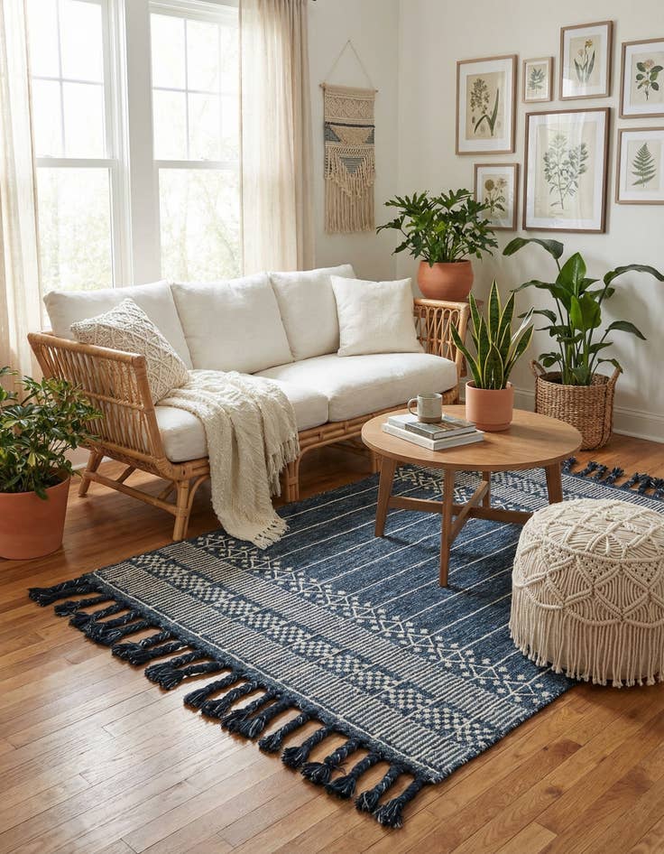 Detail image of 4' 1 x 6' 1  Washable Eco Bohemian Indoor / Outdoor Rug