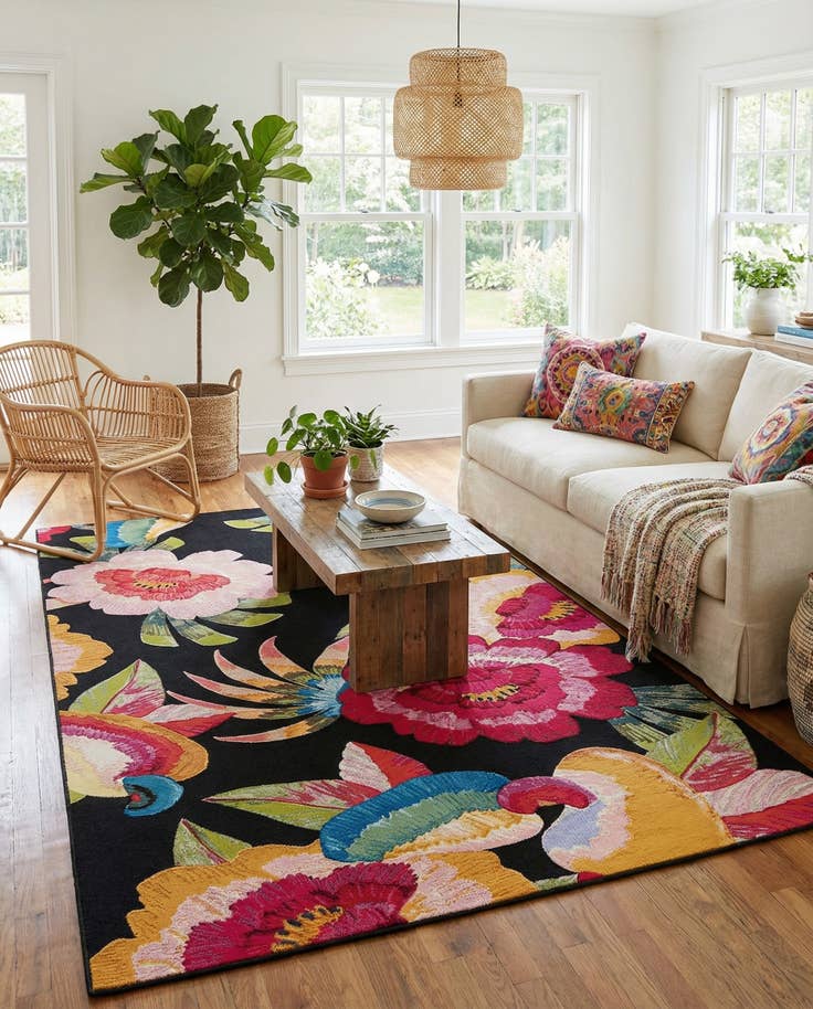 Detail image of 6' x 9' Easy-Clean Botanical Indoor / Outdoor Rug