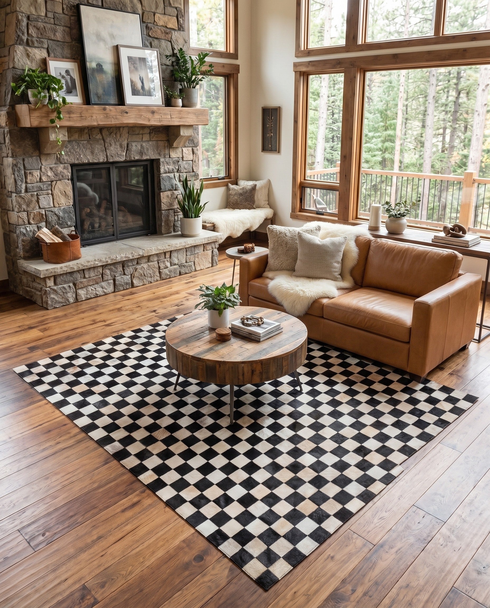 5' x 8' Cowhide Leather Rug