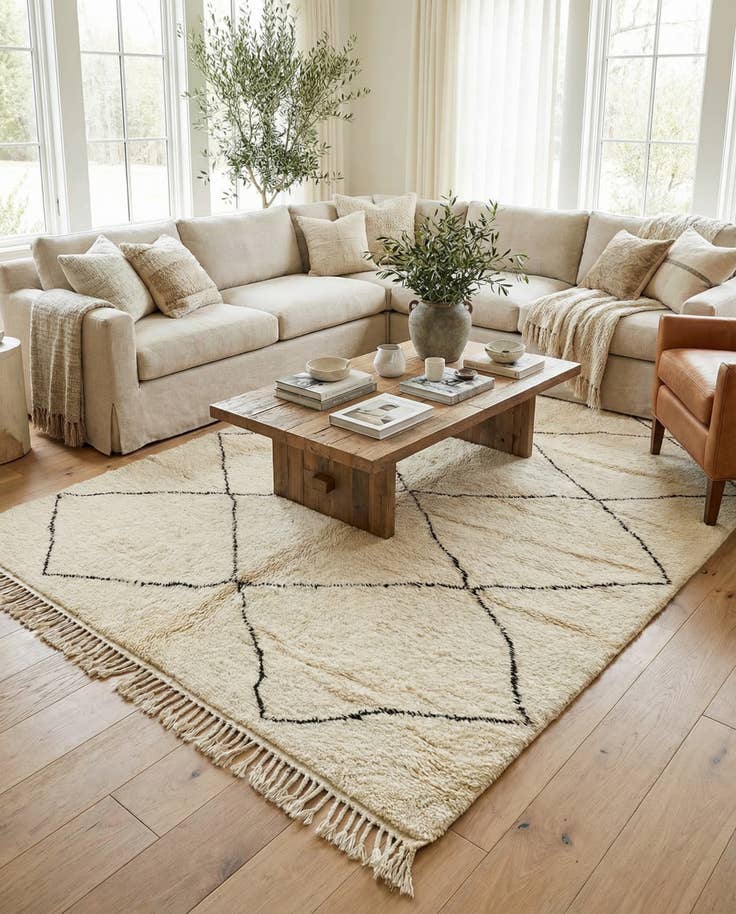 Detail image of 6' 6 x 9' 10 Hand Knotted Moroccan Wool Rug
